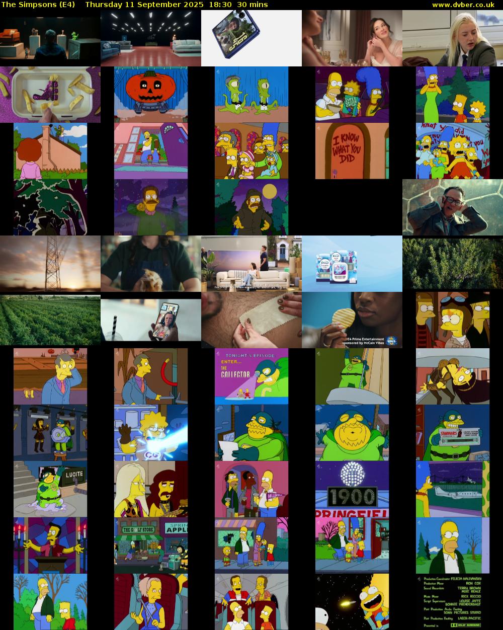 The Simpsons (E4) Thursday 11 September 2025 18:30 - 19:00