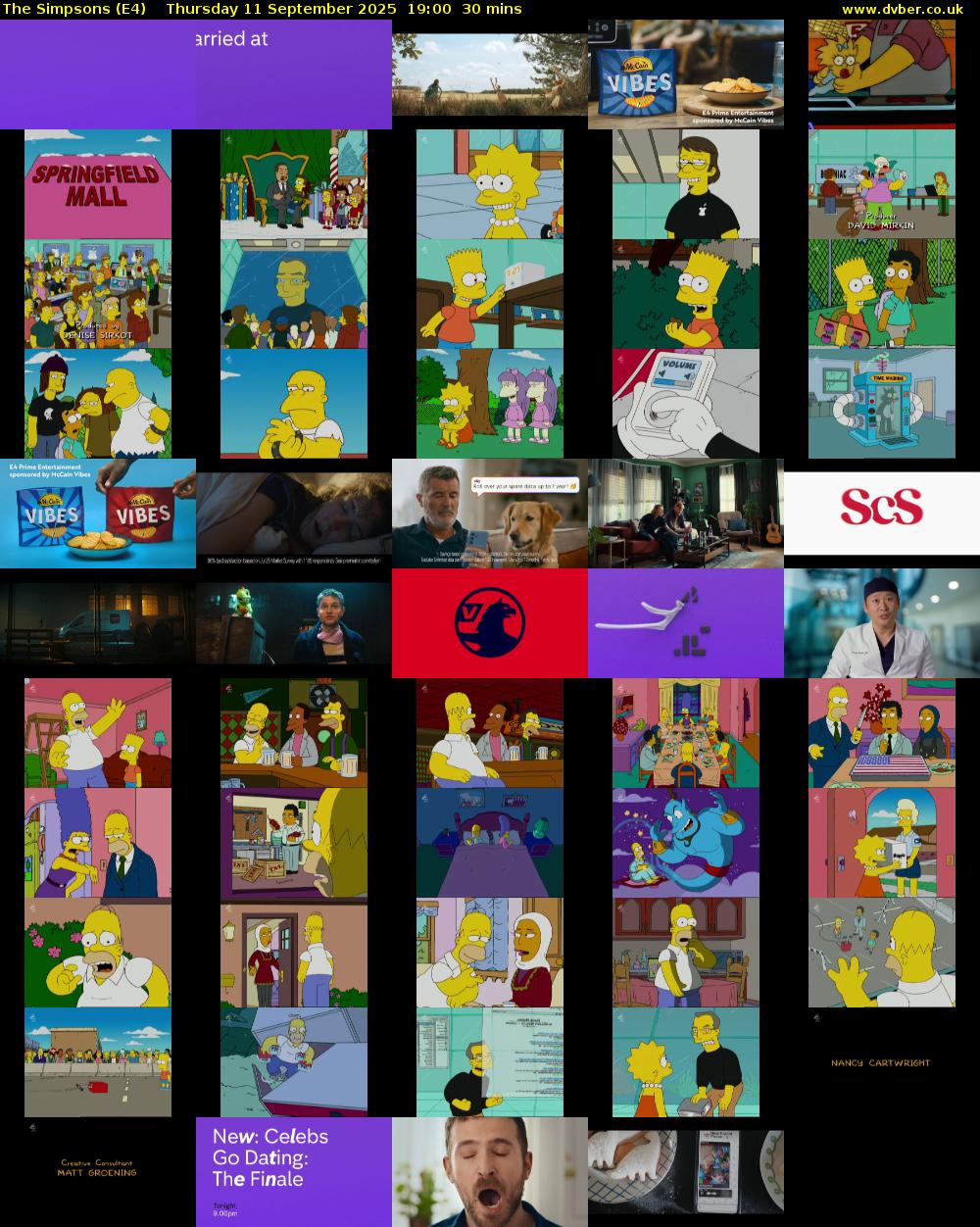 The Simpsons (E4) Thursday 11 September 2025 19:00 - 19:30