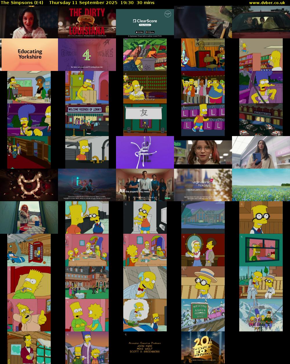 The Simpsons (E4) Thursday 11 September 2025 19:30 - 20:00