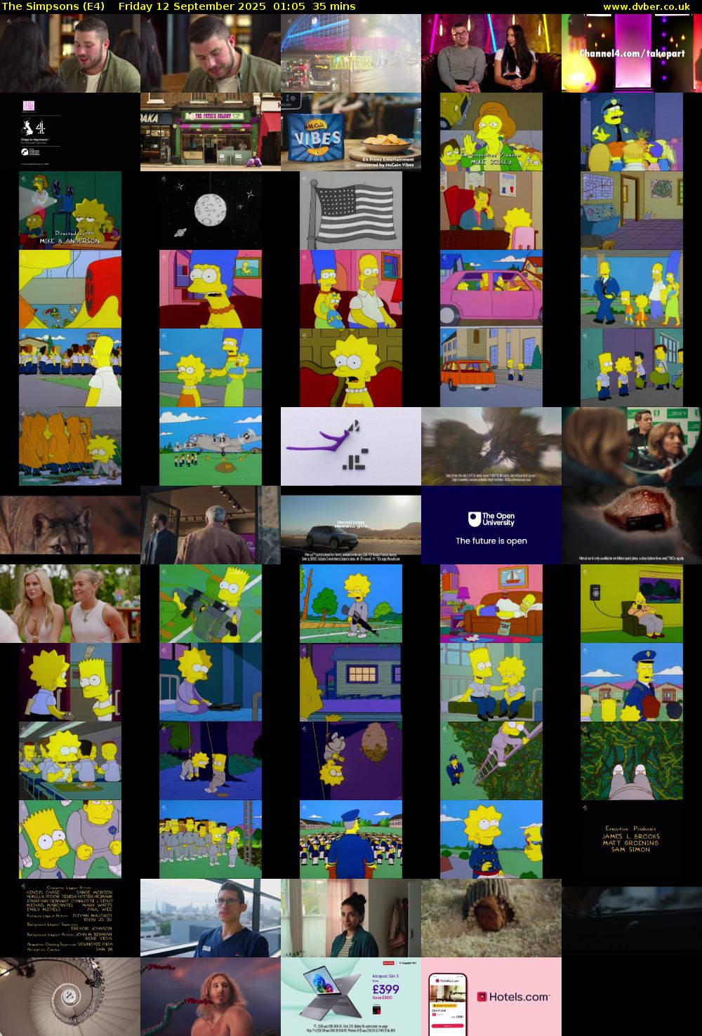 The Simpsons (E4) Friday 12 September 2025 01:05 - 01:40
