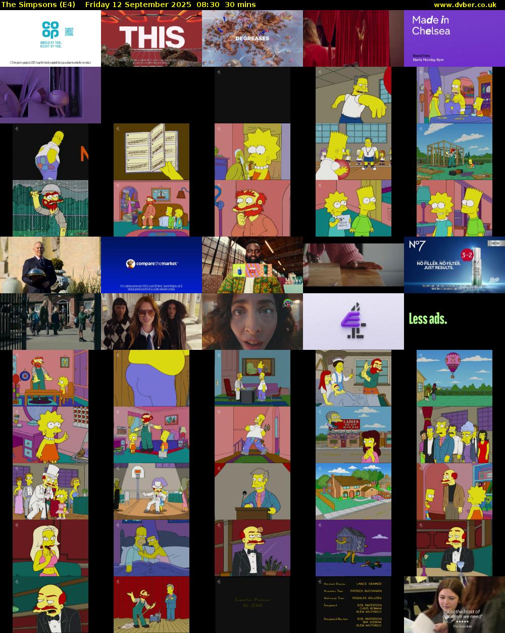 The Simpsons (E4) Friday 12 September 2025 08:30 - 09:00