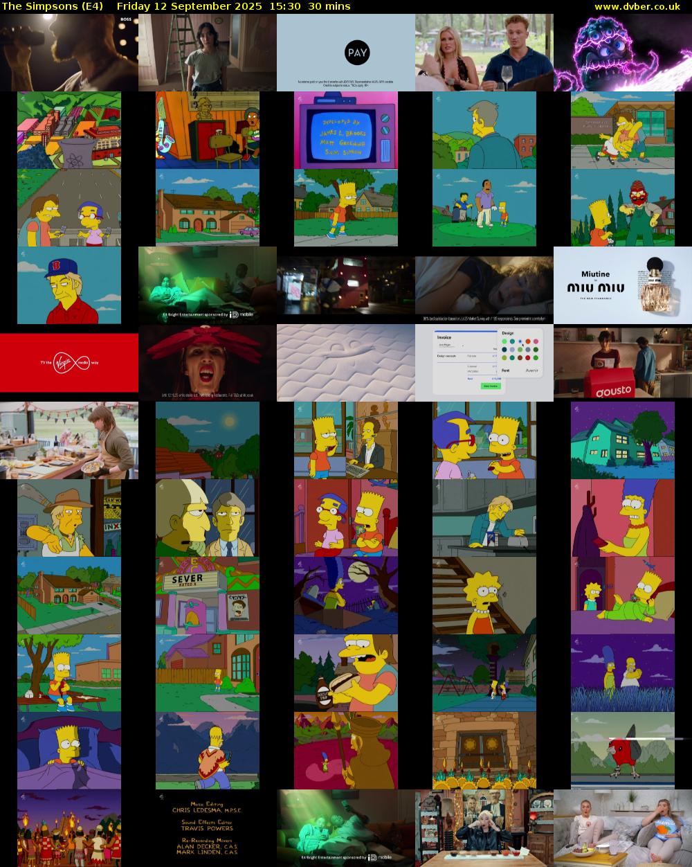 The Simpsons (E4) Friday 12 September 2025 15:30 - 16:00