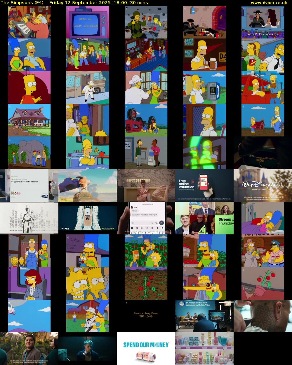 The Simpsons (E4) Friday 12 September 2025 18:00 - 18:30