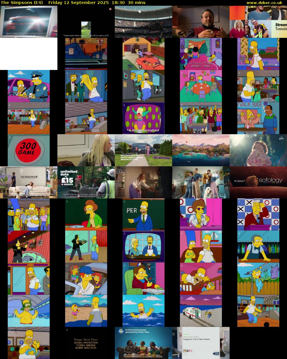 The Simpsons (E4) Friday 12 September 2025 18:30 - 19:00