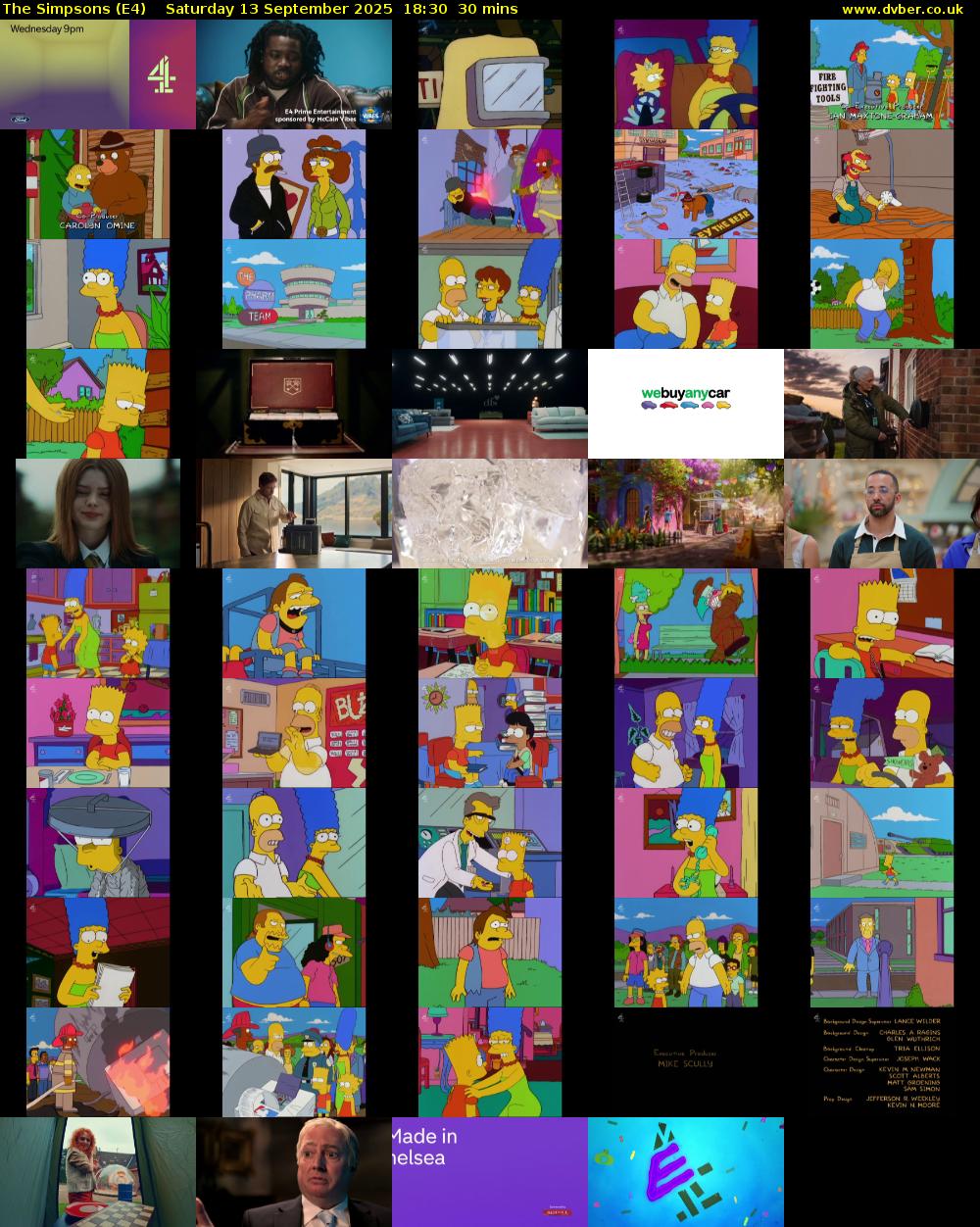 The Simpsons (E4) Saturday 13 September 2025 18:30 - 19:00