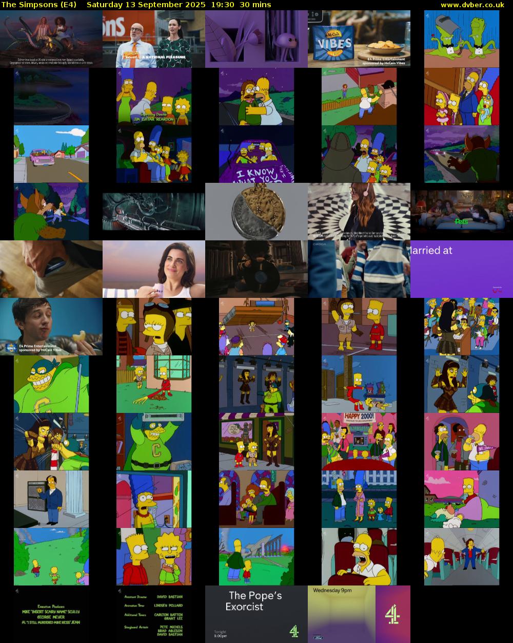 The Simpsons (E4) Saturday 13 September 2025 19:30 - 20:00