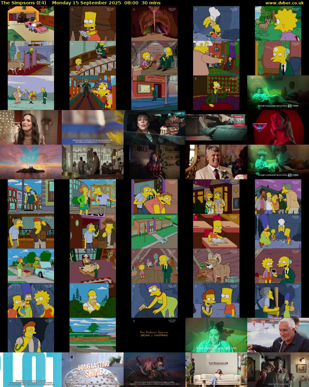 The Simpsons (E4) Monday 15 September 2025 08:00 - 08:30