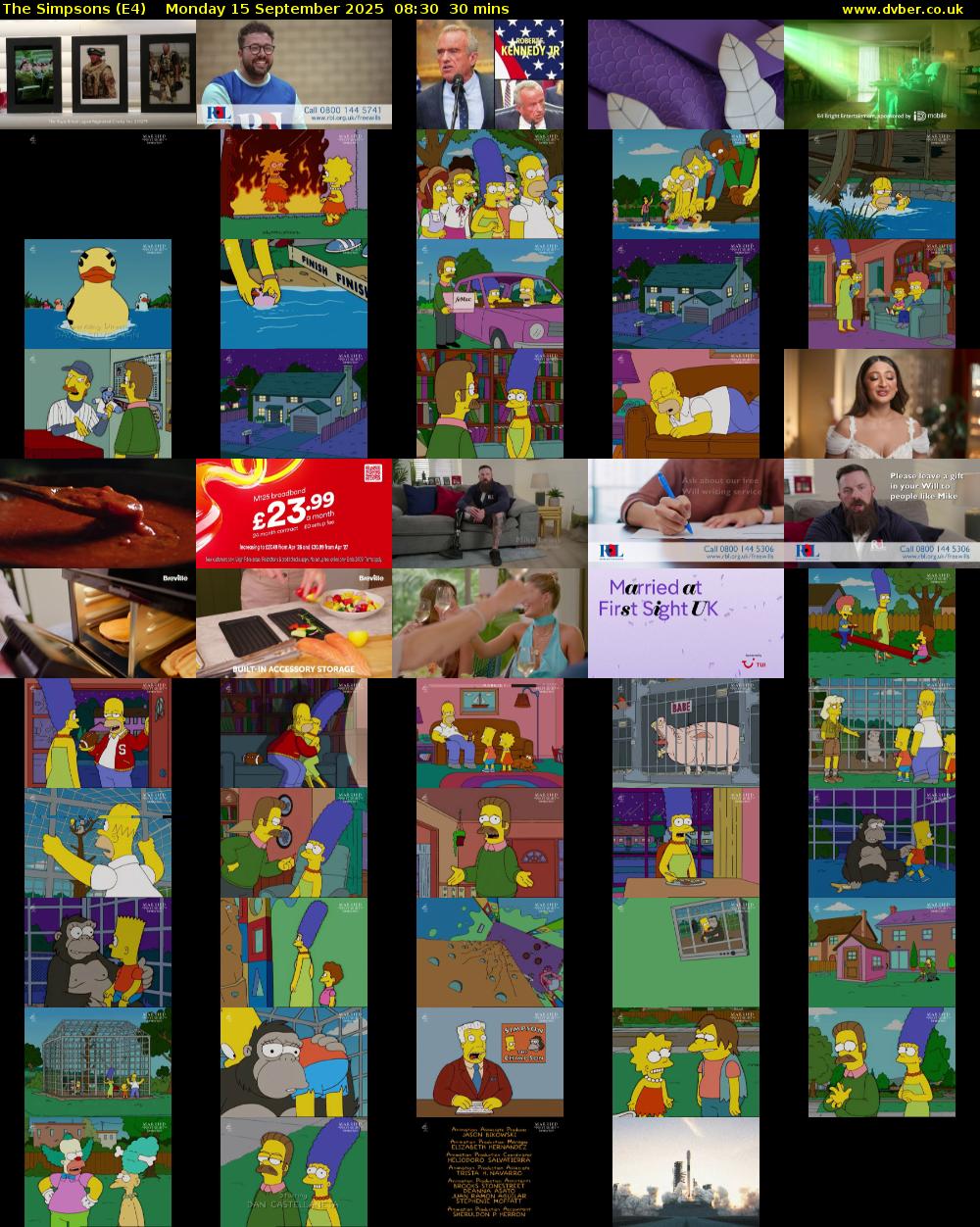 The Simpsons (E4) Monday 15 September 2025 08:30 - 09:00