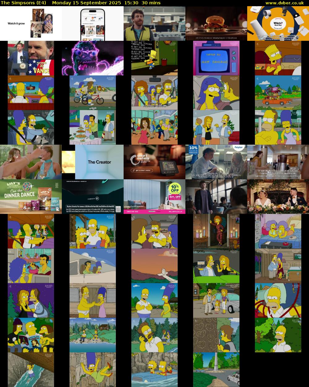 The Simpsons (E4) Monday 15 September 2025 15:30 - 16:00