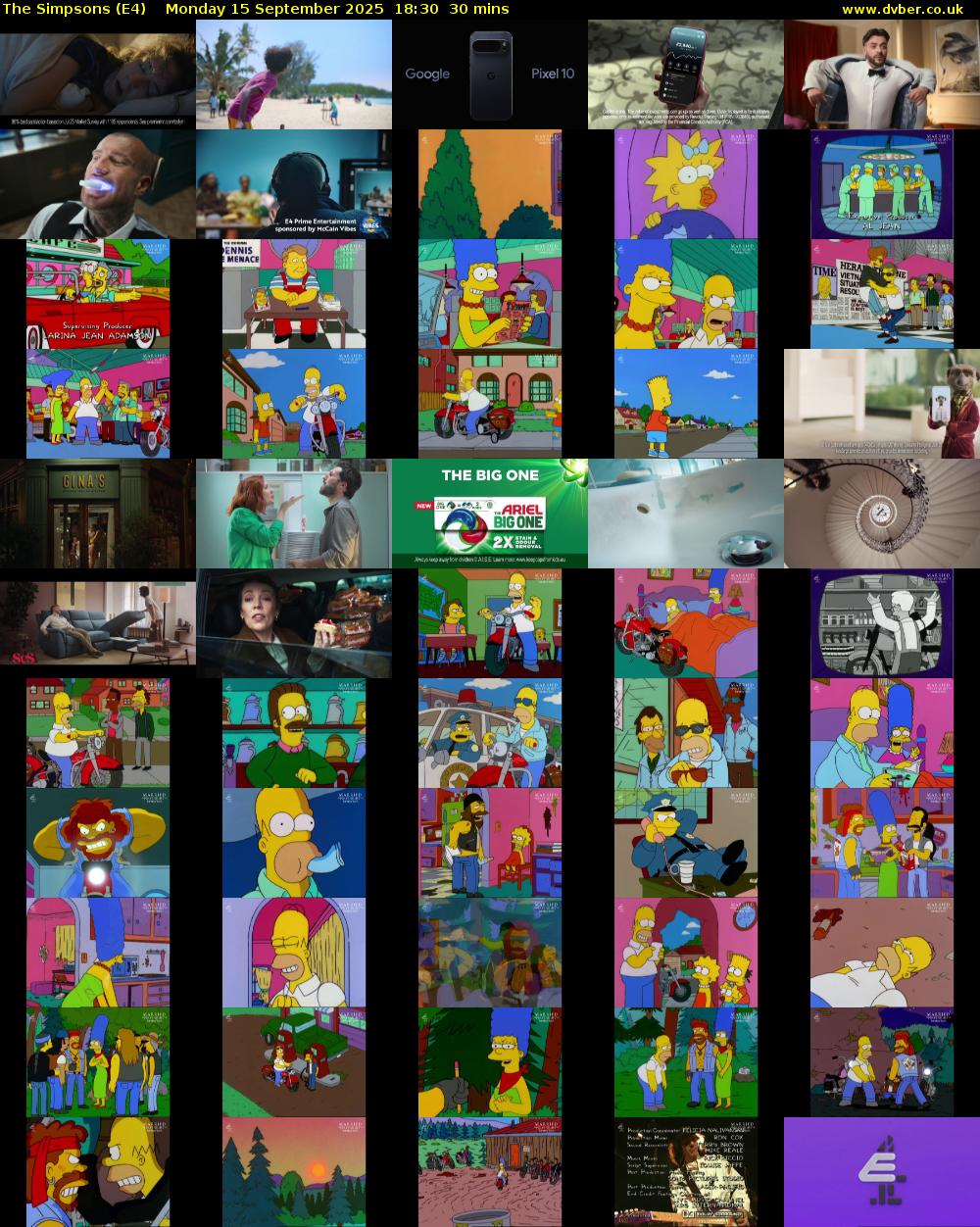 The Simpsons (E4) Monday 15 September 2025 18:30 - 19:00