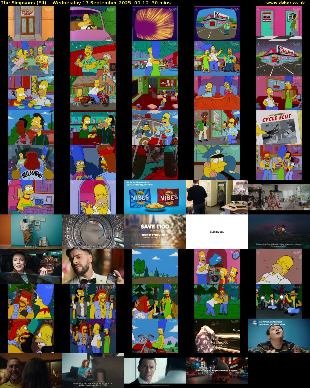 The Simpsons (E4) Wednesday 17 September 2025 00:10 - 00:40