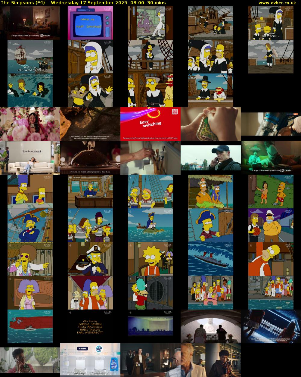 The Simpsons (E4) Wednesday 17 September 2025 08:00 - 08:30