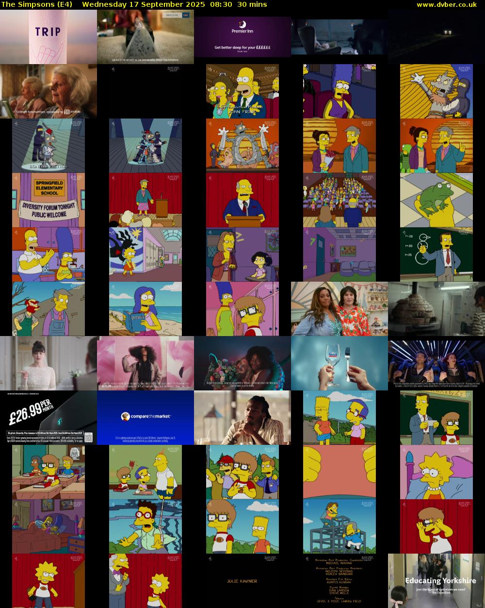 The Simpsons (E4) Wednesday 17 September 2025 08:30 - 09:00