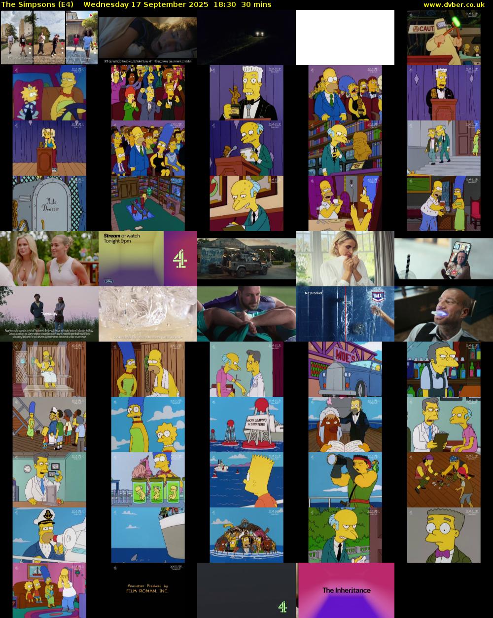 The Simpsons (E4) Wednesday 17 September 2025 18:30 - 19:00