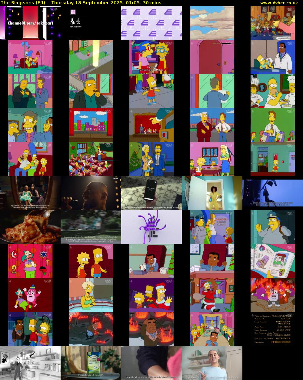 The Simpsons (E4) Thursday 18 September 2025 01:05 - 01:35