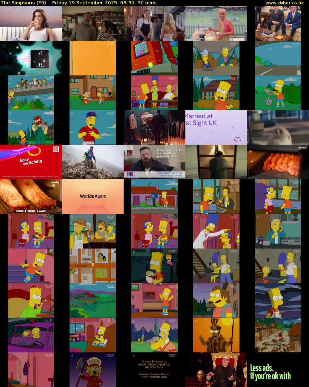 The Simpsons (E4) Friday 19 September 2025 08:30 - 09:00