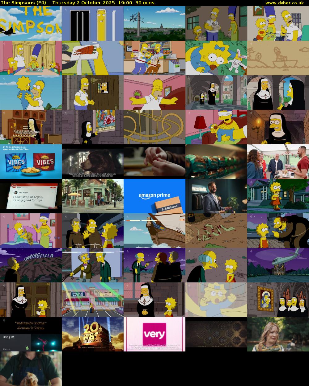 The Simpsons (E4) Thursday 2 October 2025 19:00 - 19:30