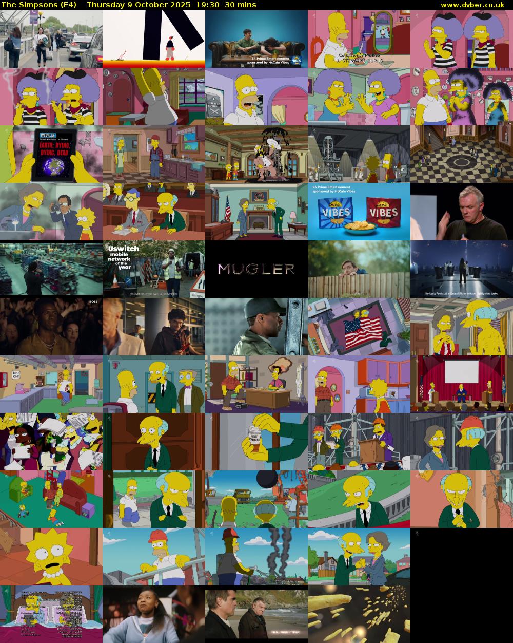 The Simpsons (E4) Thursday 9 October 2025 19:30 - 20:00