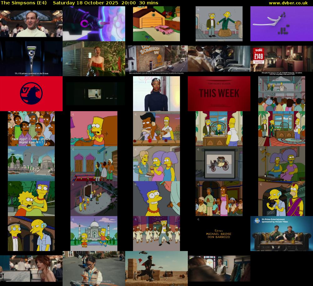 The Simpsons (E4) Saturday 18 October 2025 20:00 - 20:30
