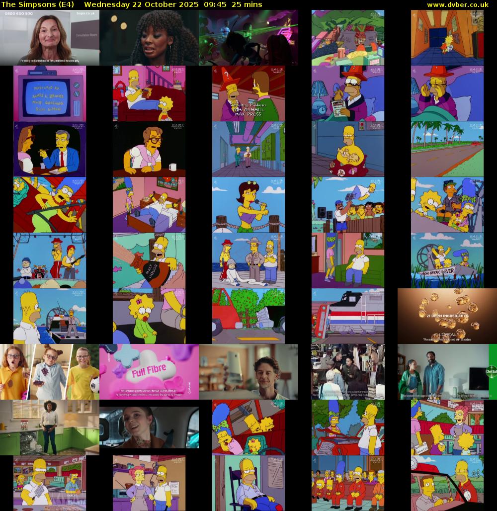 The Simpsons (E4) Wednesday 22 October 2025 09:45 - 10:10