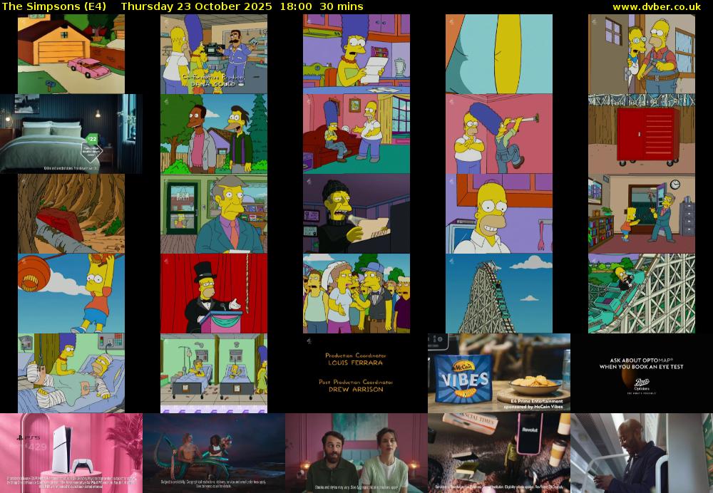 The Simpsons (E4) Thursday 23 October 2025 18:00 - 18:30