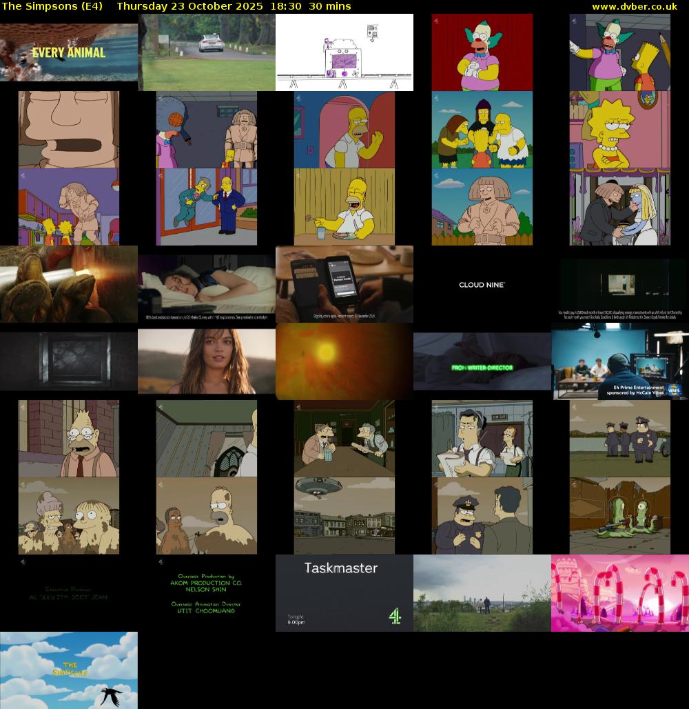 The Simpsons (E4) Thursday 23 October 2025 18:30 - 19:00