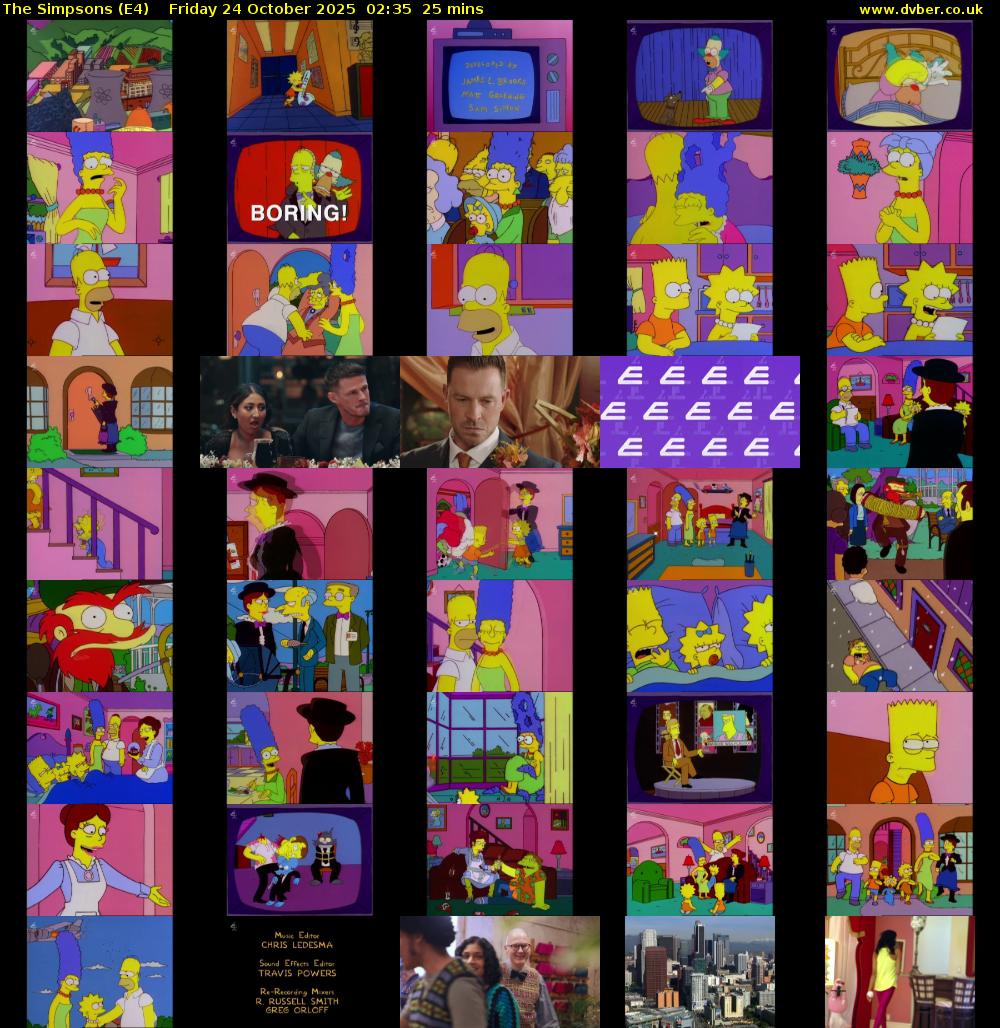 The Simpsons (E4) Friday 24 October 2025 02:35 - 03:00