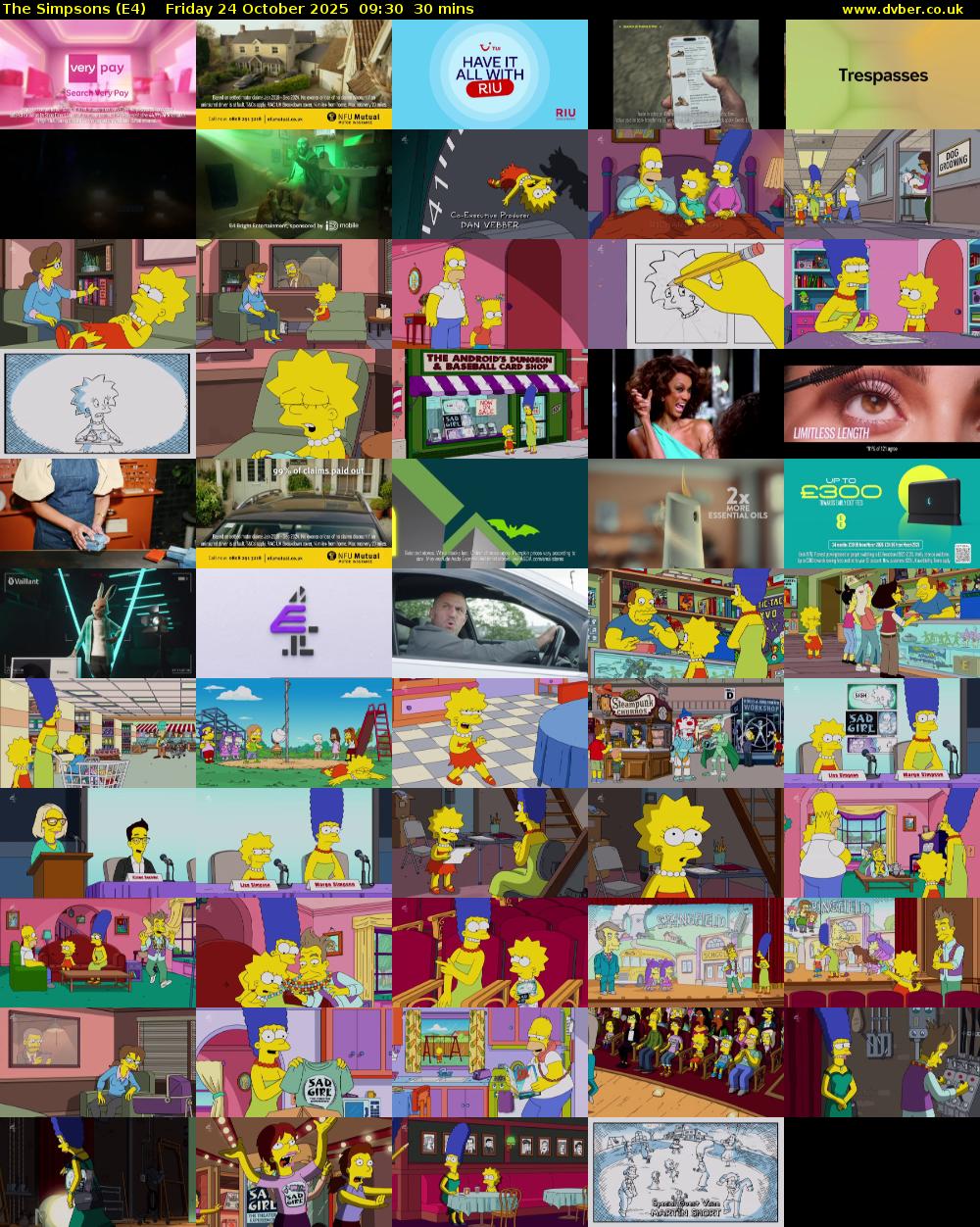 The Simpsons (E4) Friday 24 October 2025 09:30 - 10:00