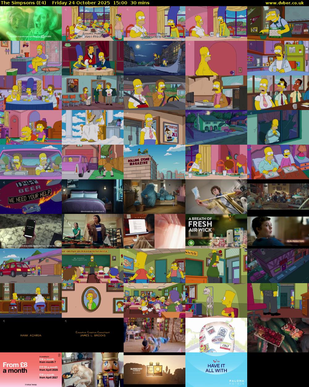 The Simpsons (E4) Friday 24 October 2025 15:00 - 15:30