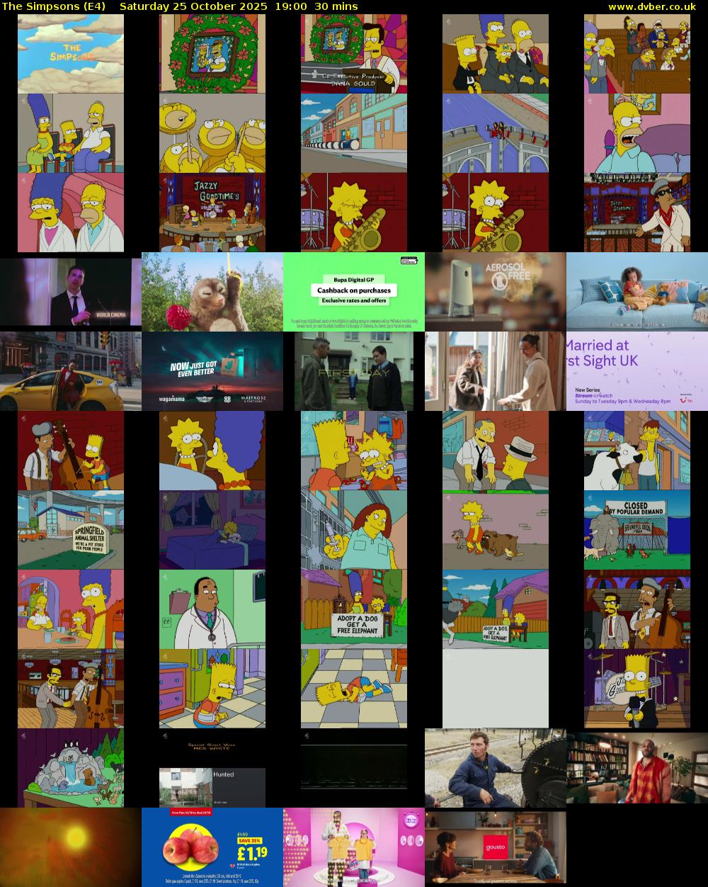 The Simpsons (E4) Saturday 25 October 2025 19:00 - 19:30
