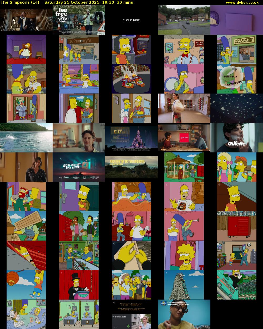 The Simpsons (E4) Saturday 25 October 2025 19:30 - 20:00