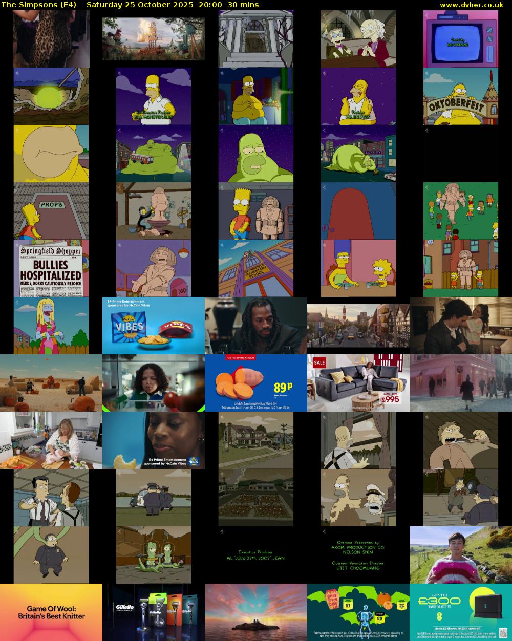 The Simpsons (E4) Saturday 25 October 2025 20:00 - 20:30