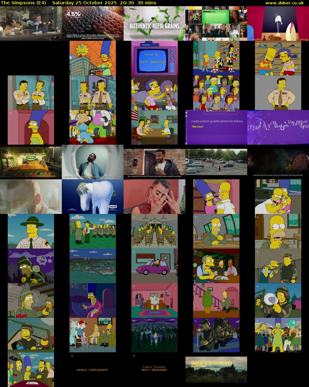 The Simpsons (E4) Saturday 25 October 2025 20:30 - 21:00