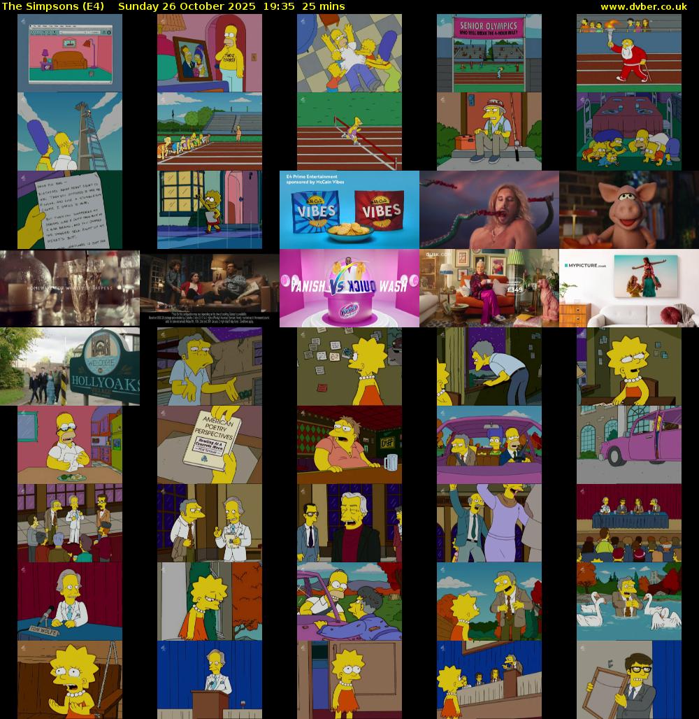 The Simpsons (E4) Sunday 26 October 2025 19:35 - 20:00