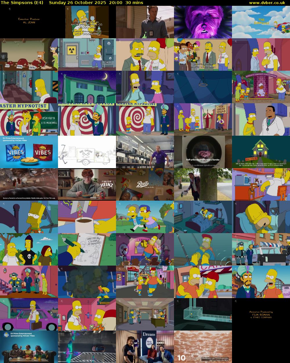 The Simpsons (E4) Sunday 26 October 2025 20:00 - 20:30