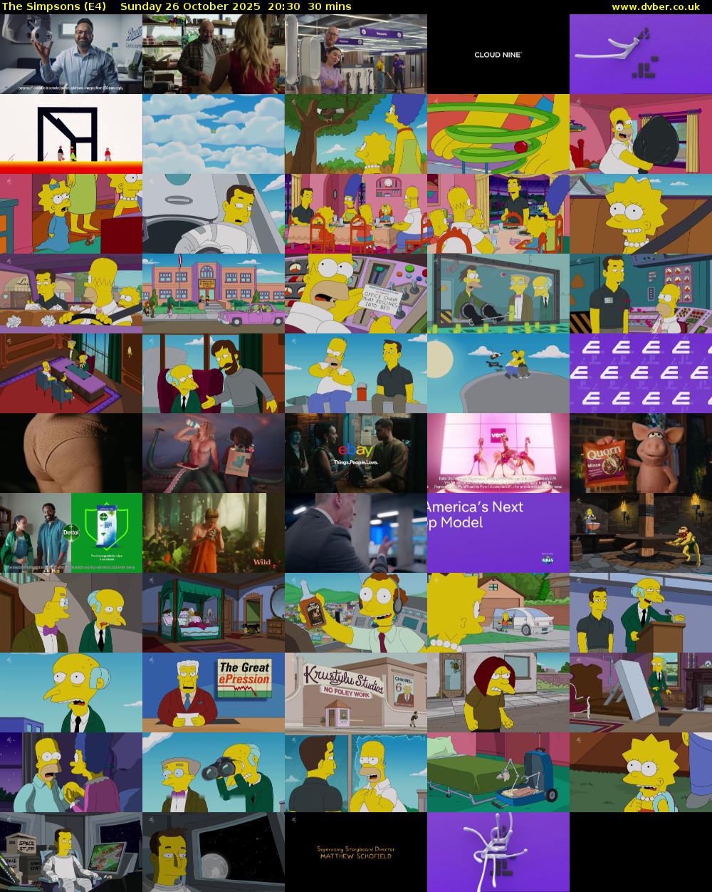 The Simpsons (E4) Sunday 26 October 2025 20:30 - 21:00
