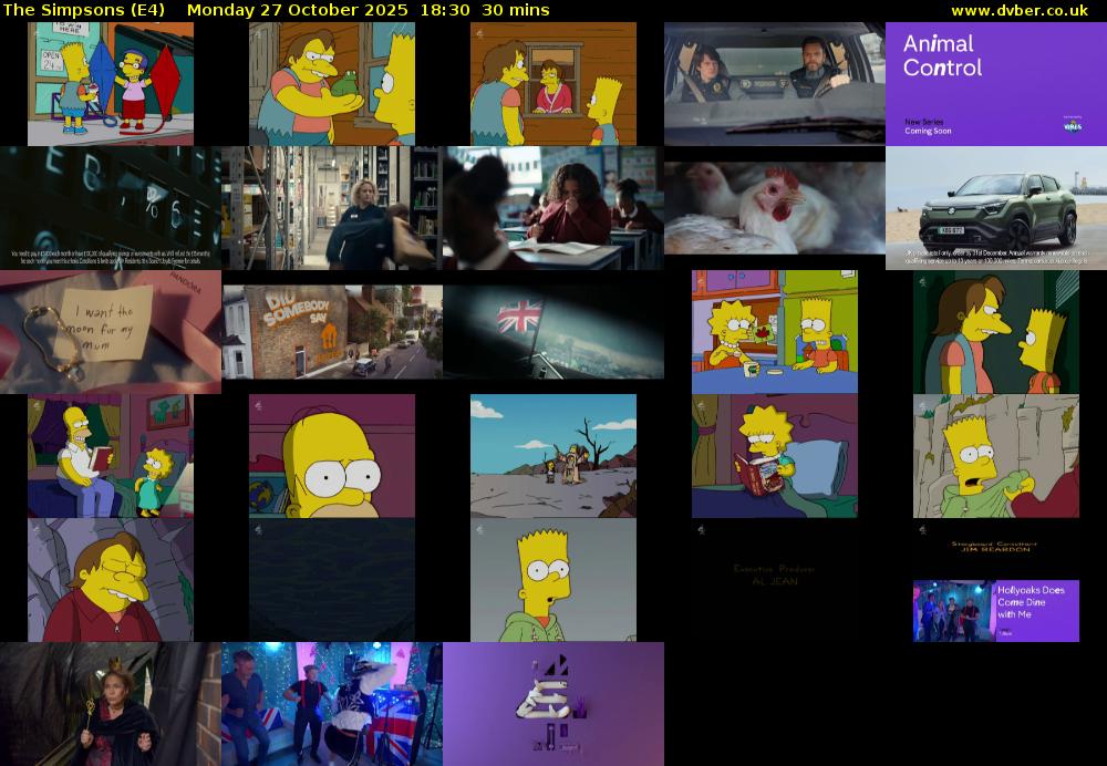 The Simpsons (E4) Monday 27 October 2025 18:30 - 19:00