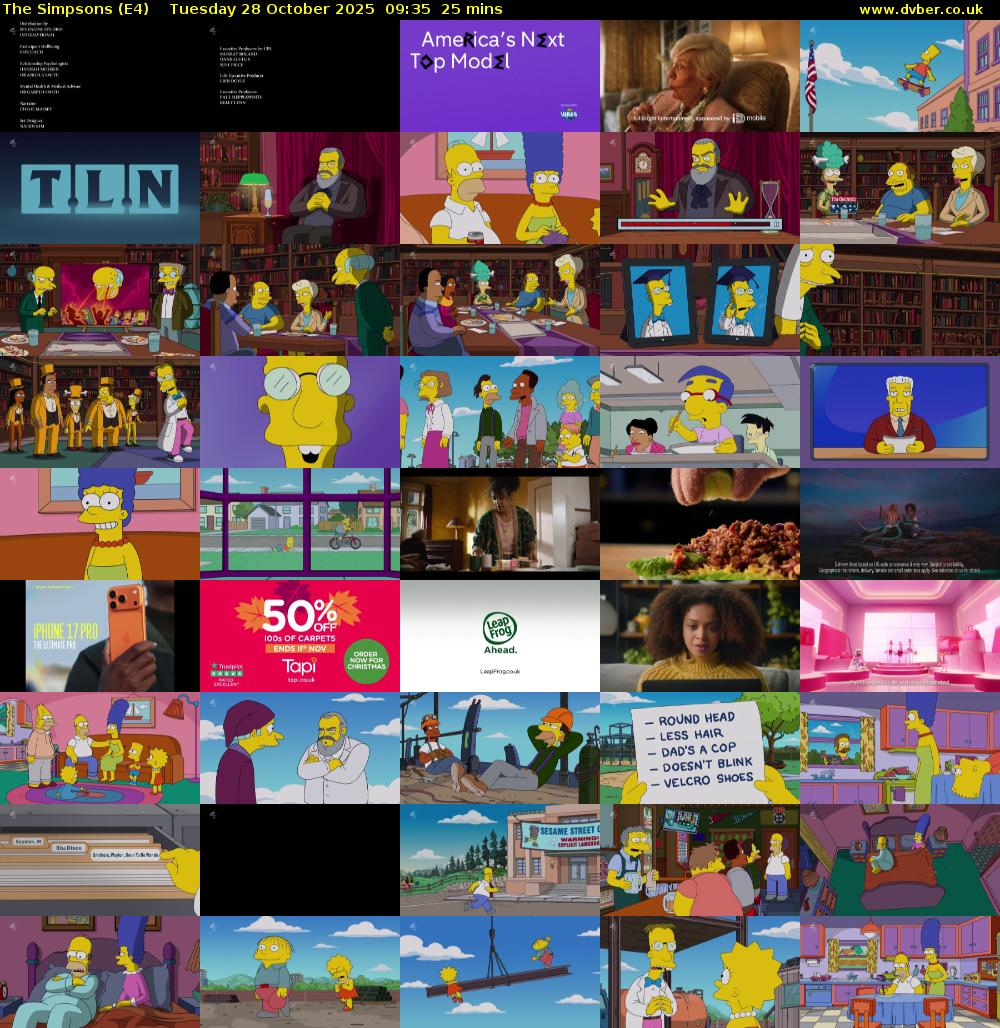 The Simpsons (E4) Tuesday 28 October 2025 09:35 - 10:00