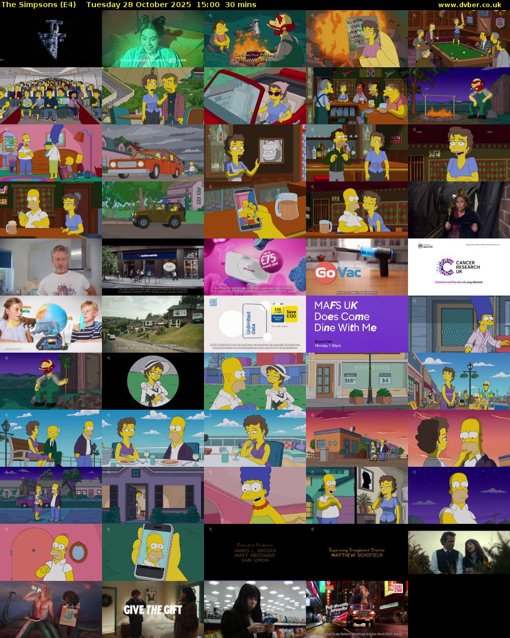 The Simpsons (E4) Tuesday 28 October 2025 15:00 - 15:30