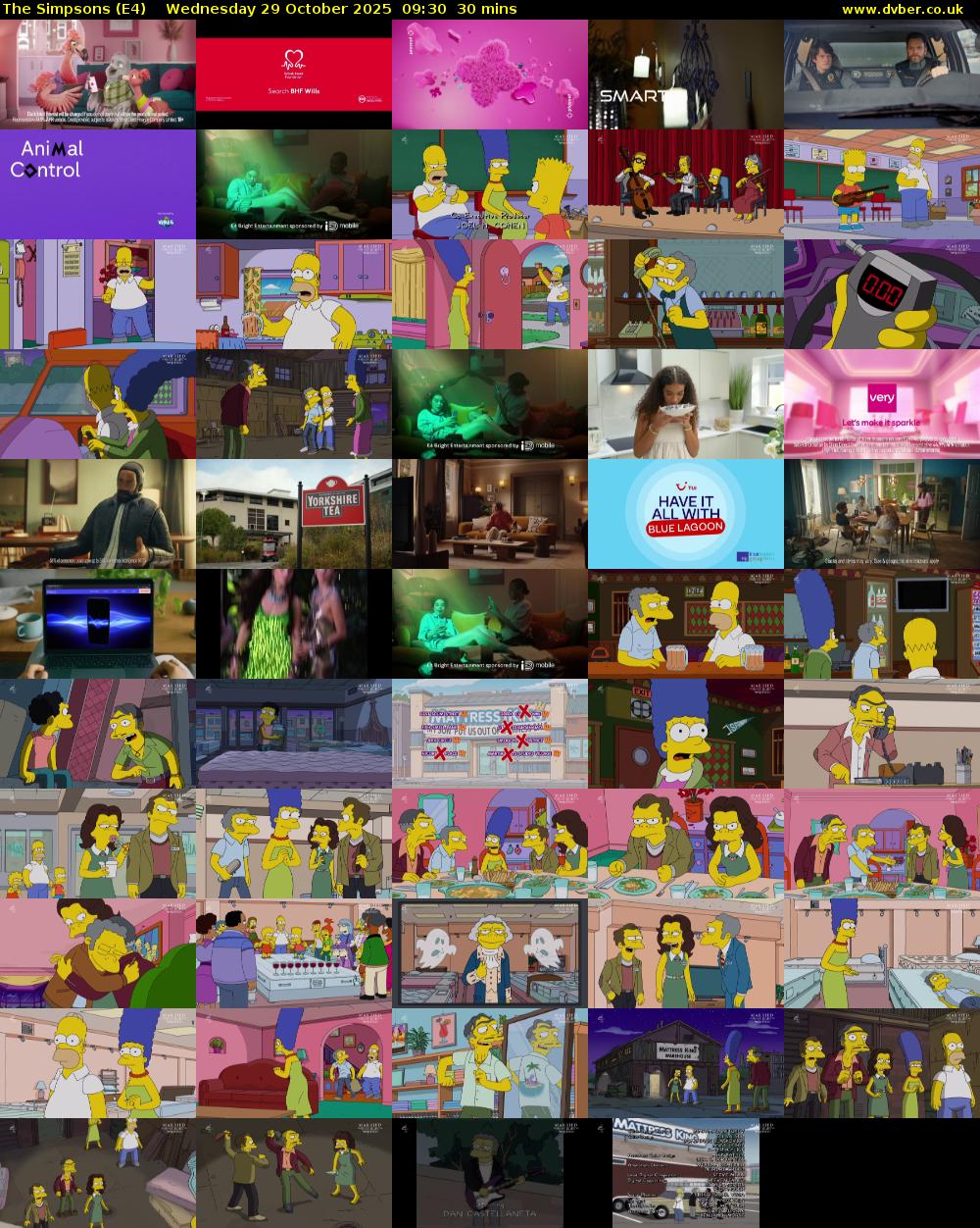 The Simpsons (E4) Wednesday 29 October 2025 09:30 - 10:00
