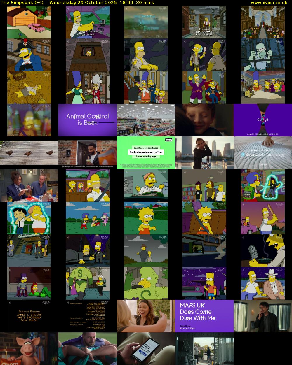 The Simpsons (E4) Wednesday 29 October 2025 18:00 - 18:30