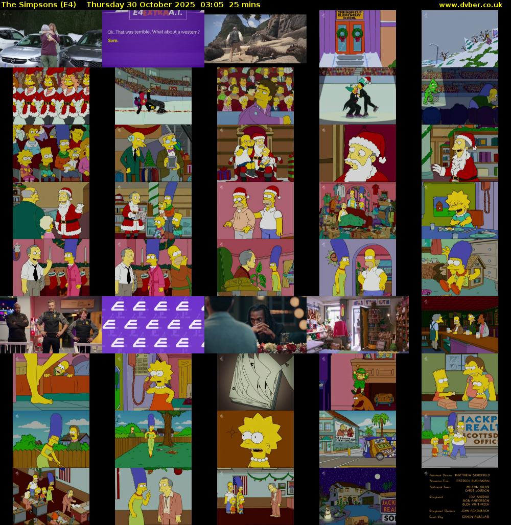 The Simpsons (E4) Thursday 30 October 2025 03:05 - 03:30