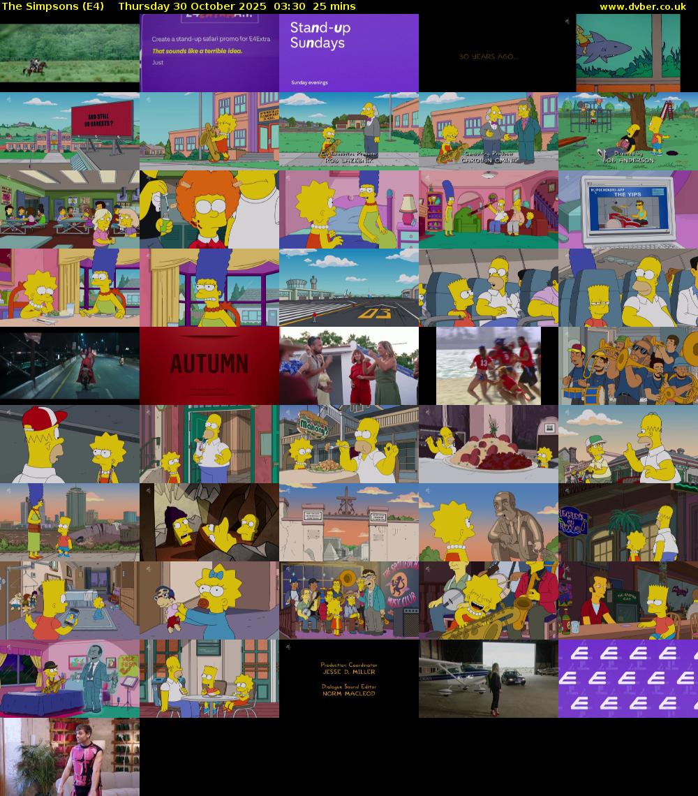 The Simpsons (E4) Thursday 30 October 2025 03:30 - 03:55