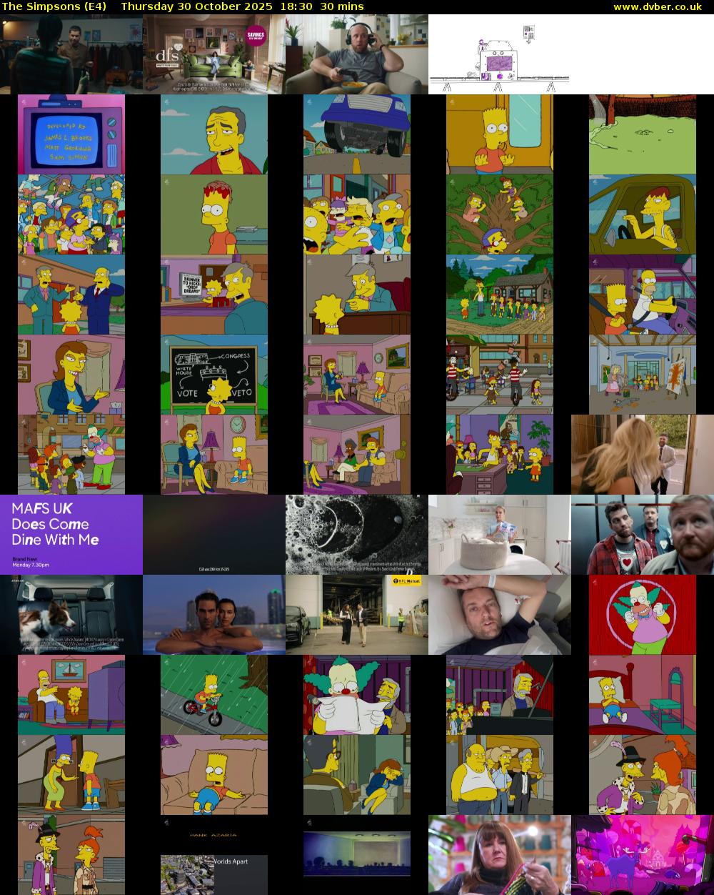 The Simpsons (E4) Thursday 30 October 2025 18:30 - 19:00