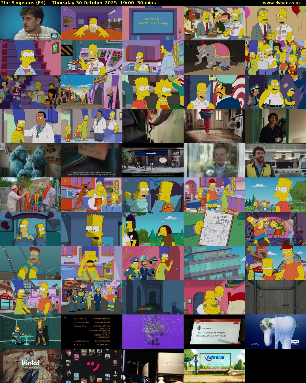 The Simpsons (E4) Thursday 30 October 2025 19:00 - 19:30