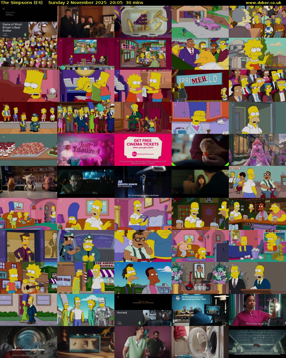 The Simpsons (E4) Sunday 2 November 2025 20:05 - 20:35