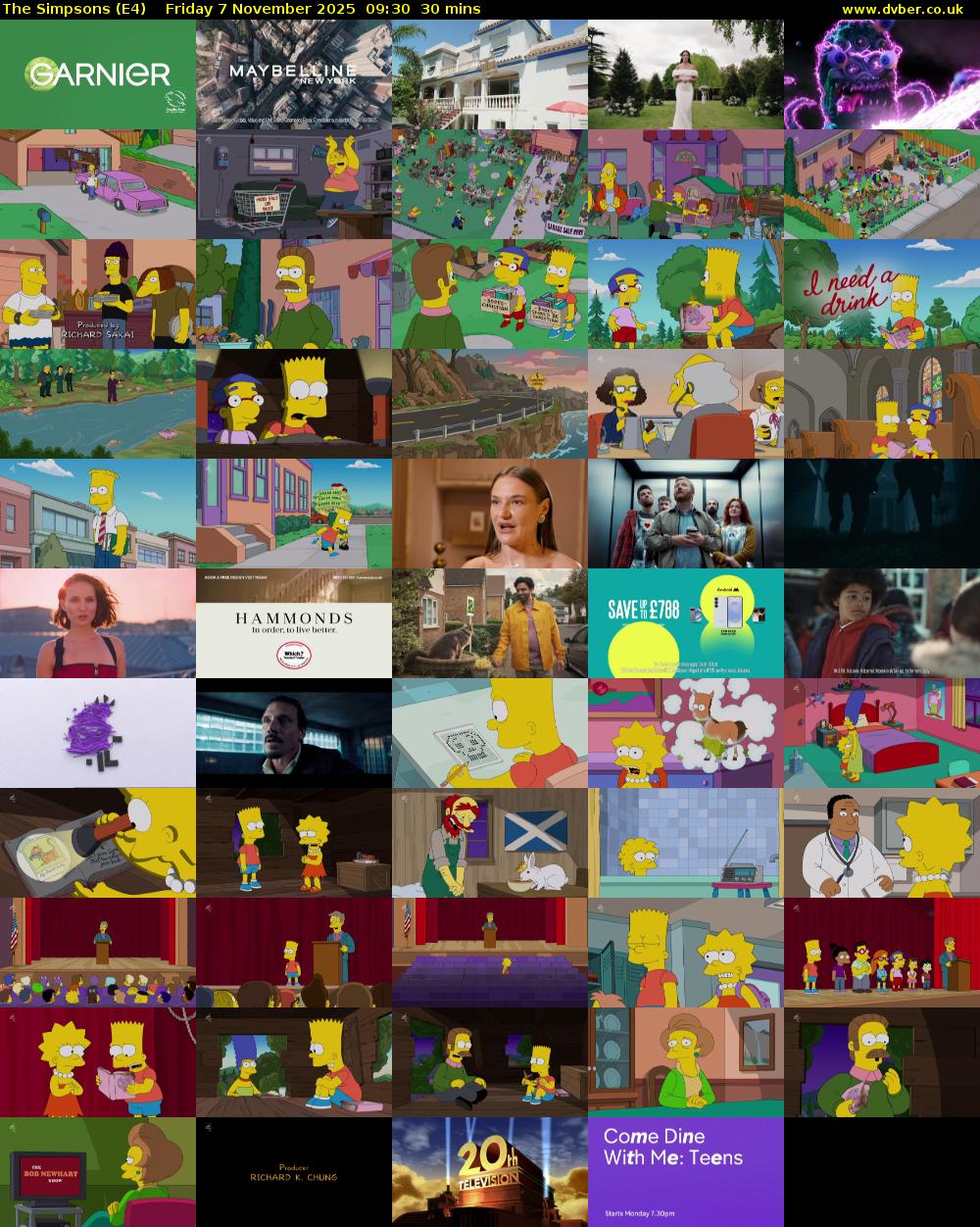 The Simpsons (E4) Friday 7 November 2025 09:30 - 10:00