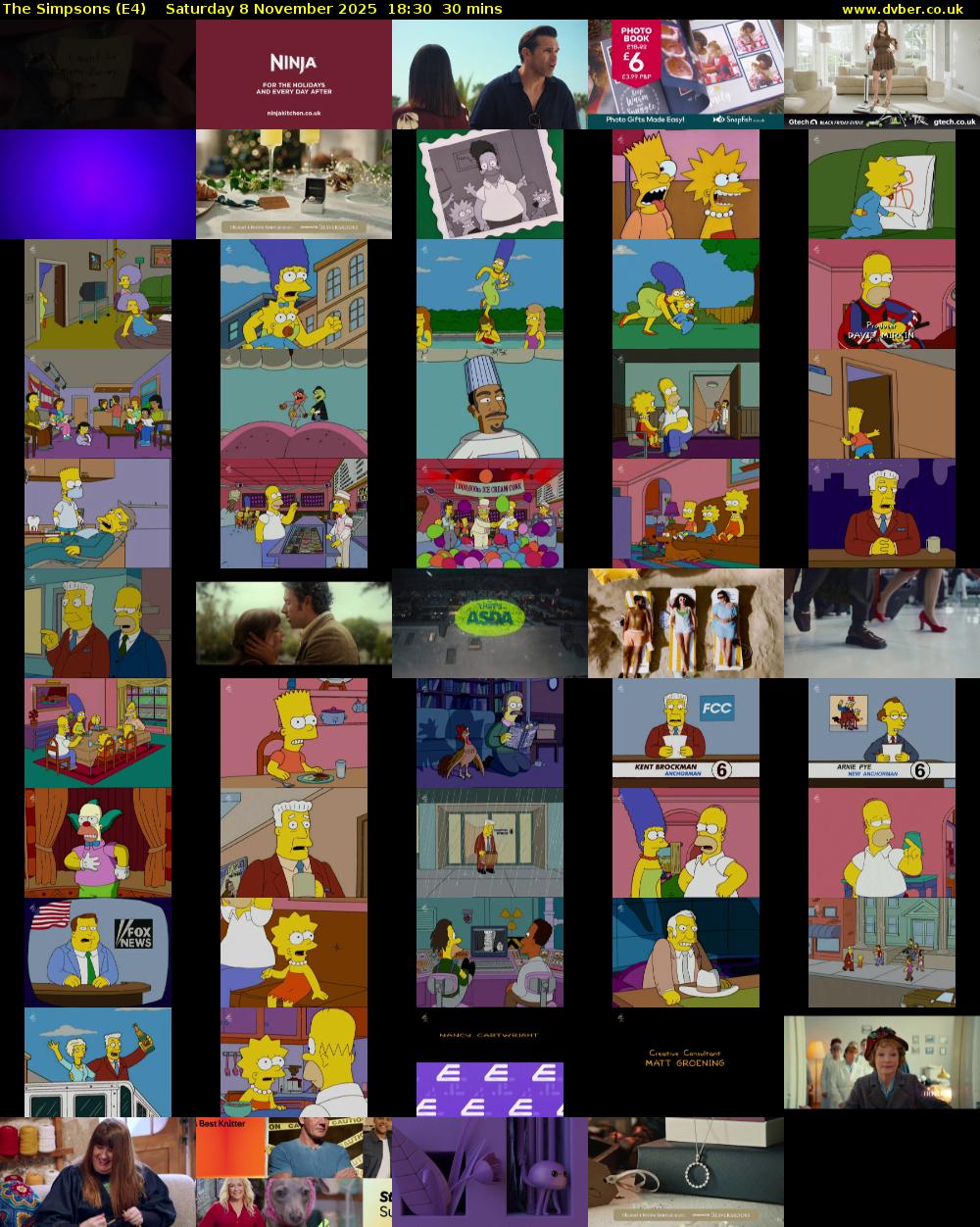 The Simpsons (E4) Saturday 8 November 2025 18:30 - 19:00