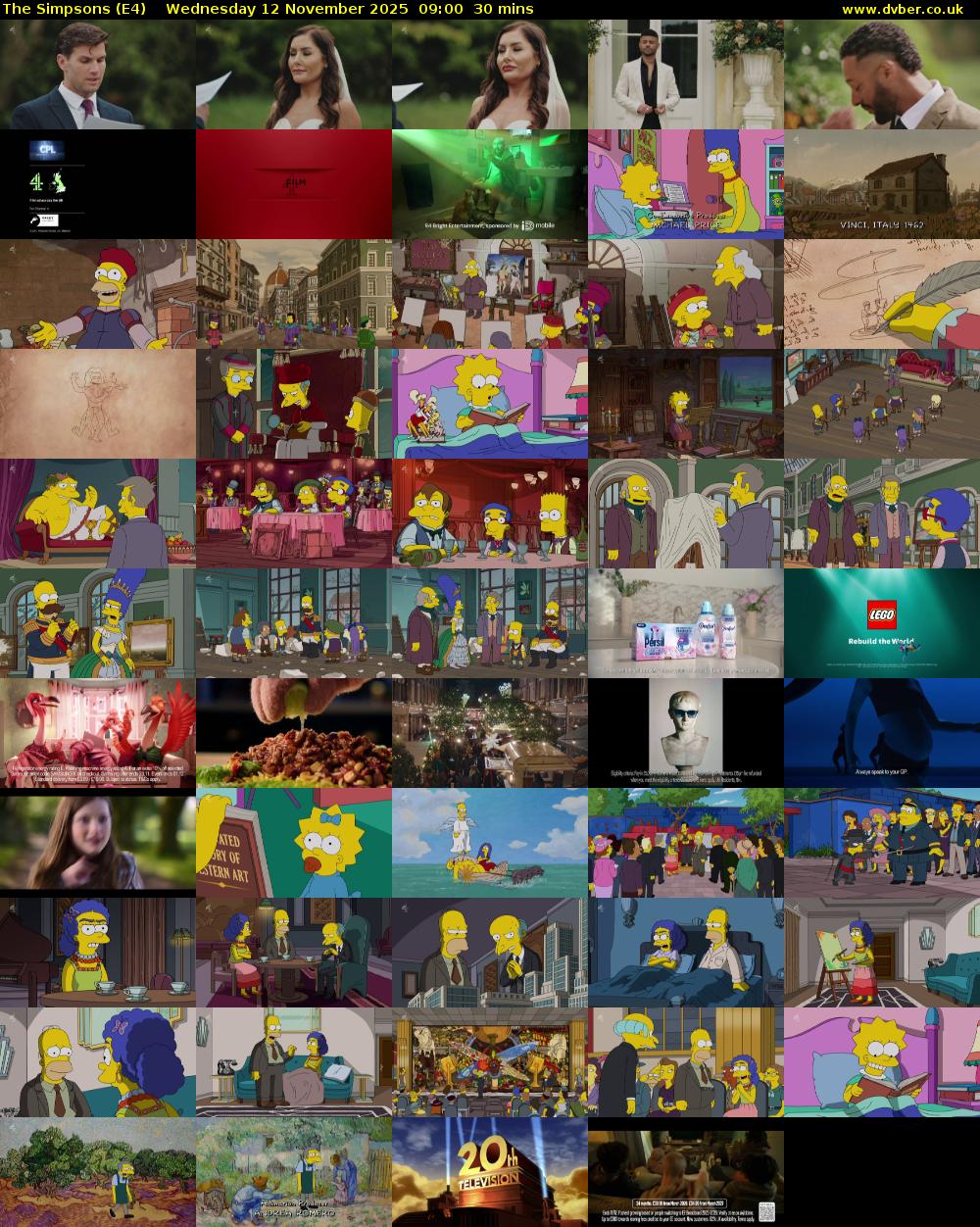The Simpsons (E4) Wednesday 12 November 2025 09:00 - 09:30