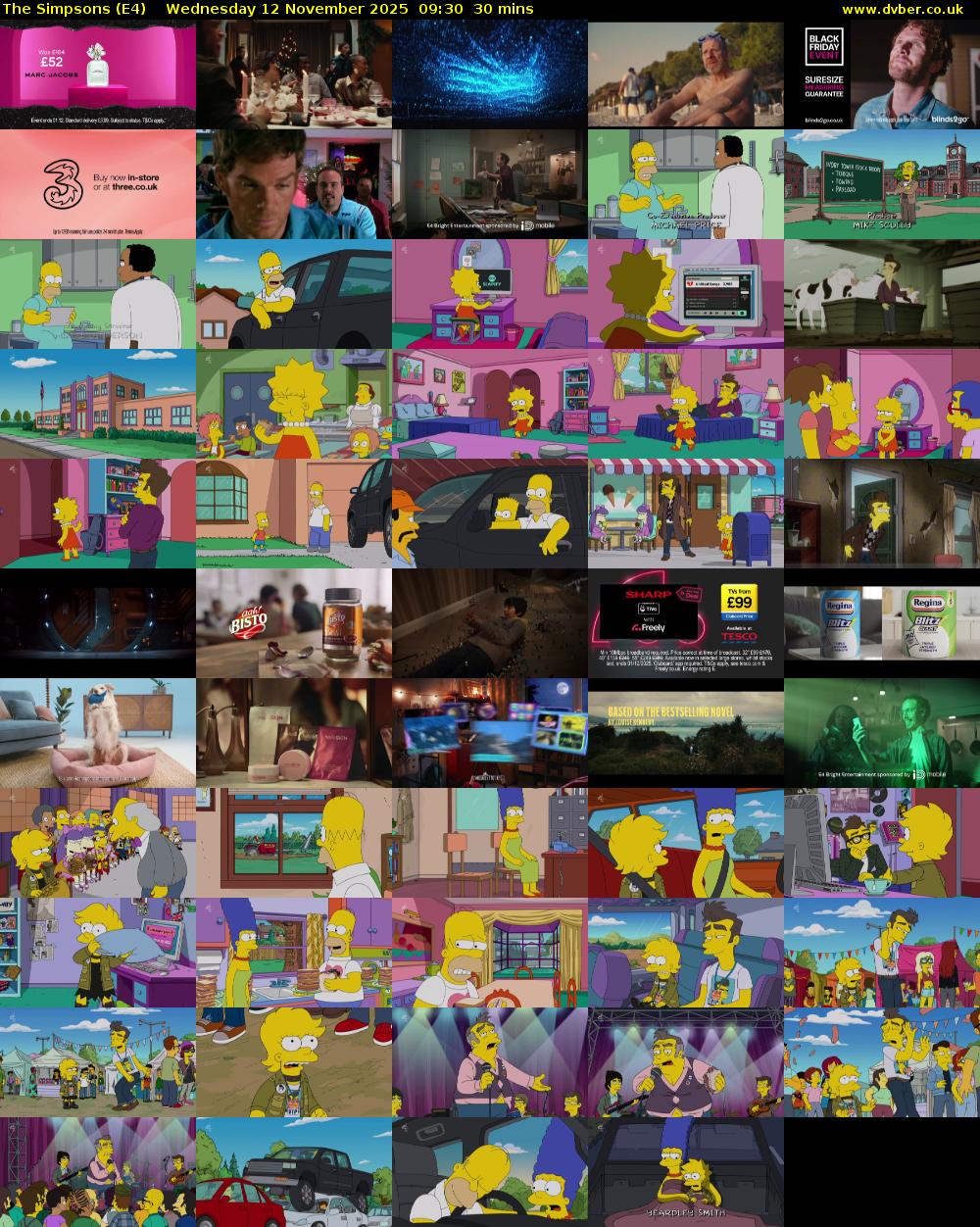 The Simpsons (E4) Wednesday 12 November 2025 09:30 - 10:00